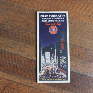 Vintage Map - New York City Nearby Counties and Long Island - Tourguide Map (Gulf)
