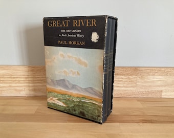 Vintage Two Volume History Book Set in Slipcase- Great River The Rio Grande in North American History by Paul Horgan (1954)