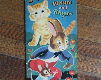 Vintage Children's Book - Animals in Story Picture and Rhyme - A Nice High Book Easy to Hold (Arrow Company 1948)