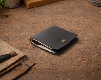 Retro Genuine Leather Bifold Wallet for Men & Women – Minimalist Slim Card Holder, Vintage Wrap Credit Card Wallet, Compact Everyday Purse