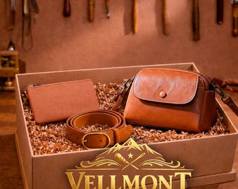 Leather Gift Box for Women, Crossbody Bag Wallet Belt Set, Luxury Gift Set for Her, Birthday Anniversary Gift, Ready to Gift Set