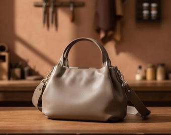 Large Genuine Cow Leather Tote Bag for Women, Soft Shoulder Crossbody Satchel, Everyday Designer Handbag