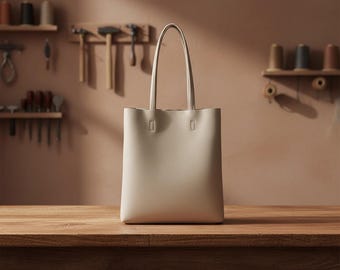 Large Genuine Leather Tote Bag for Women – Minimalist Bucket Shoulder Shopper, Soft Cowhide Everyday Work Bag