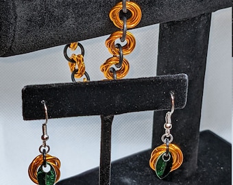 Pumpkin Matching Earring and Bracelet Set