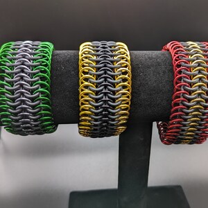 CUSTOM Metallic Stripe Chainmail Bracelet