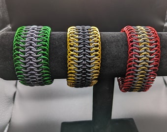 CUSTOM Metallic Stripe Chainmail Bracelet