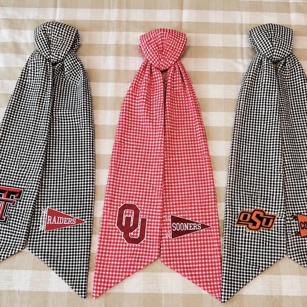 Custom College Football Wreath Sash | College Team Wreath Sash | Embroidered Gingham Wreath Sash | Custom College Game Day Decor