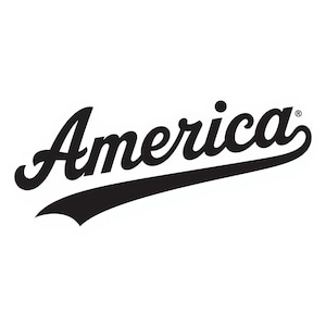May include: Black script text that reads "America" with a curved underline. The word is in a bold, cursive font, with a small registered trademark symbol at the end. The background is white.