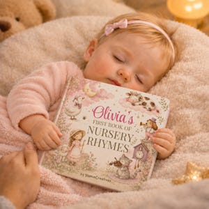 Personalized Children's Nursery Rhymes Book, Baby Girl First Birthday Gift, Keepsake Storybook for Niece