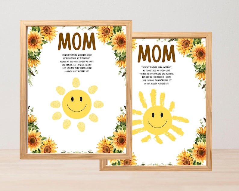 Mother's Day Fingerprint Art, Mothers Day Handprint Craft, Presents for ...