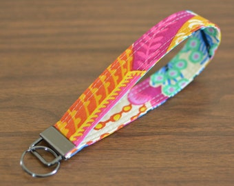 Floral Key Fob Keychain Fabric Wristlet Strap Wrist Lanyard Key Strap Wrist Strap Key Holder Key Accessories Handmade Gift 6.5 inch