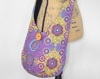 Cotton Hobo Bag Aboriginal Print Boho Bag Crossbody Bag Fabric Slouchy Purse Cloth Bohemian Gypsy Purse Hippie Sling Handmade Shoulder Bag