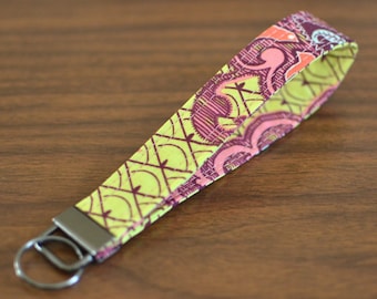 Amy Butler Fabric Key Fob: Arabesque Lime Wristlet Keychain