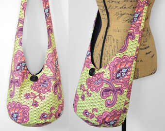 Bolso Hobo de algodón Amy Butler Bolso bandolera de tela Bolso holgado bohemio Bolso bandolera hippie hecho a mano Bolso de hombro bohemio Bolso bohemio gitano