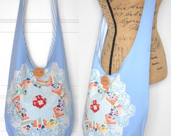 Vintage Patchwork Hobo Bag: Handmade Cotton Crossbody Sling Bag