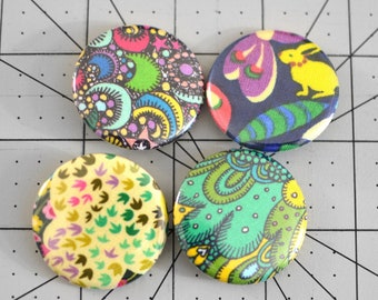 Pinback Button 4 Pack 1.5 Inch (38mm) Fabric Button Pin Badge For Bags Backpacks Lanyards Bags Hats Jackets Handmade Sally Kelly Fabric