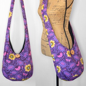 Crossbody Hobo Bag Coreopsis Flower Boho Purse Fabric Hippie Purse Cotton Boho Shoulder Bag Bohemian Slouch Purse Hippie Bag Hobo Sling Bag