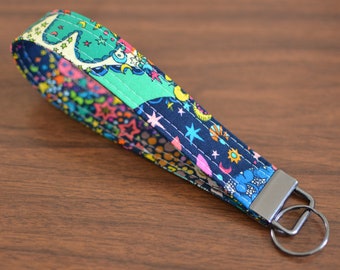 Fabric Keychain Wristlet Key Fob Key Ring Wrist Strap Lanyard Key Strap Handmade Gift Key Accessories Key Holder Sally Kelly Cotton Fabric