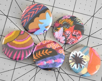 Pin Back Button 5 Pack 1.5 Inch (38mm) Floral Fabric Button Pin Badge Handmade Pinback Badge Buttons For Backpacks Lanyards Bags Jackets