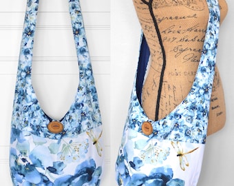Floral Cotton Hobo Bag: Handmade Boho Crossbody Purse