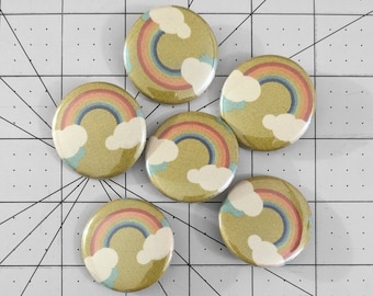 Rainbow Pin Back Button Packs (3, 5, 6 piece packs) 1.5 Inch (38mm) Fabric Button Pins for Bags & Backpacks Coats Jackets Hats Badge Button