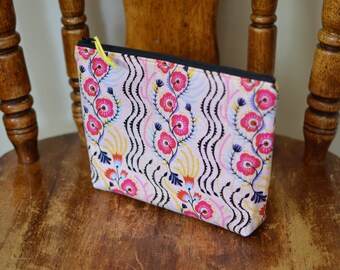 Floral Quilted Zipper Pouch: Anna Maria Horner Cotton Fabric
