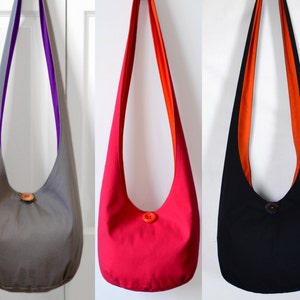 Made to Order Solid Color Hobo Bag Crossbody Bag Cotton Boho Bag Fabric ...