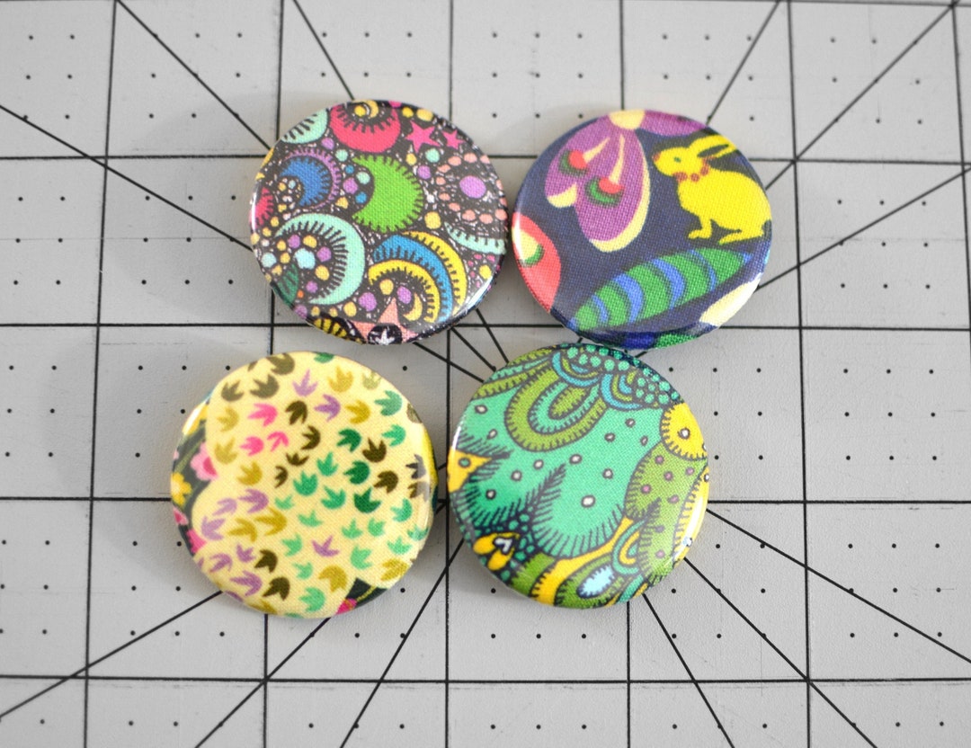 Pinback Button 4 Pack 1.5 Inch 38mm Fabric Button Pin Badge for Bags ...