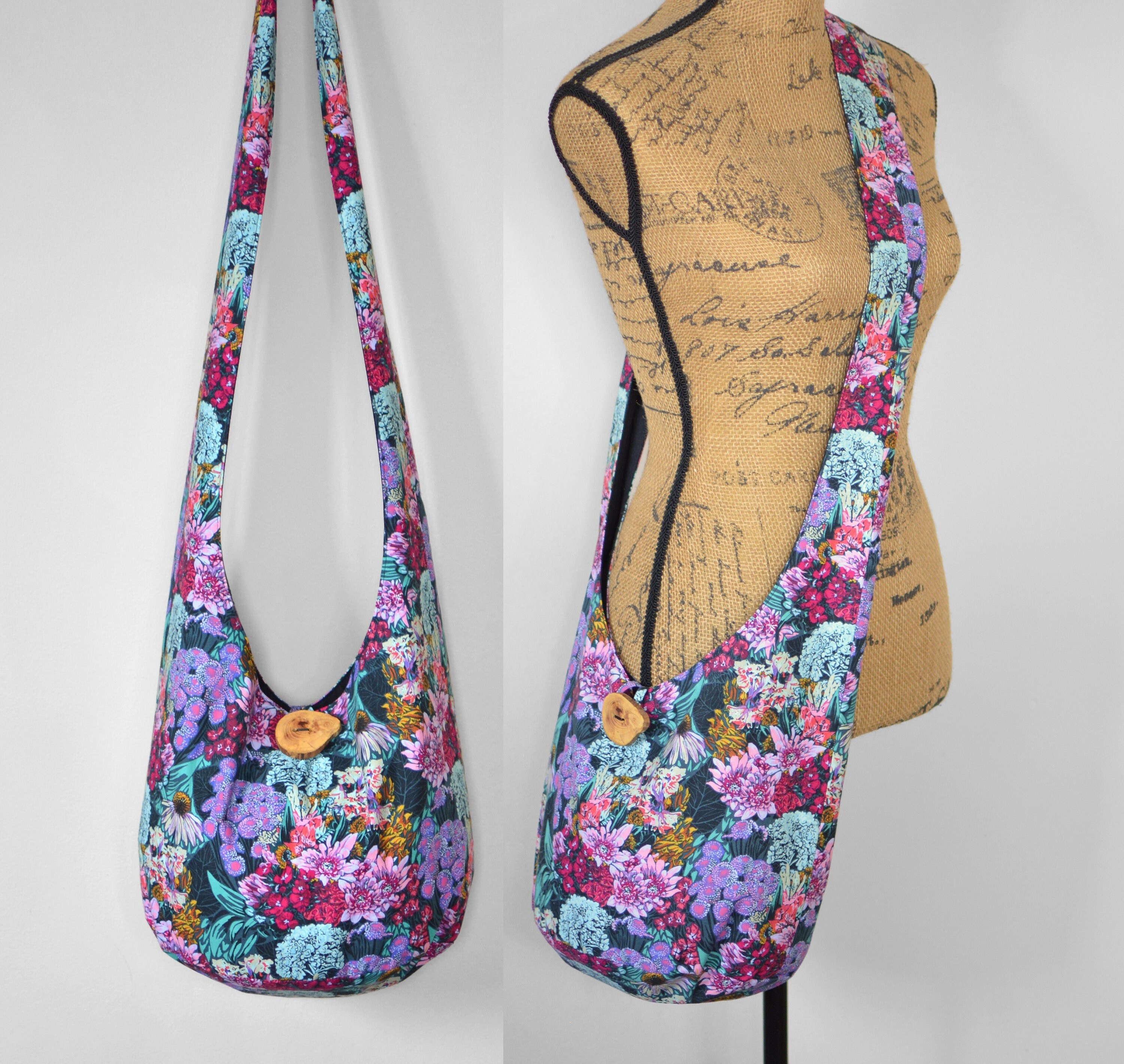 Fabric Hobo Bag Floral Crossbody Bag Boho Bag Cotton Hippie 