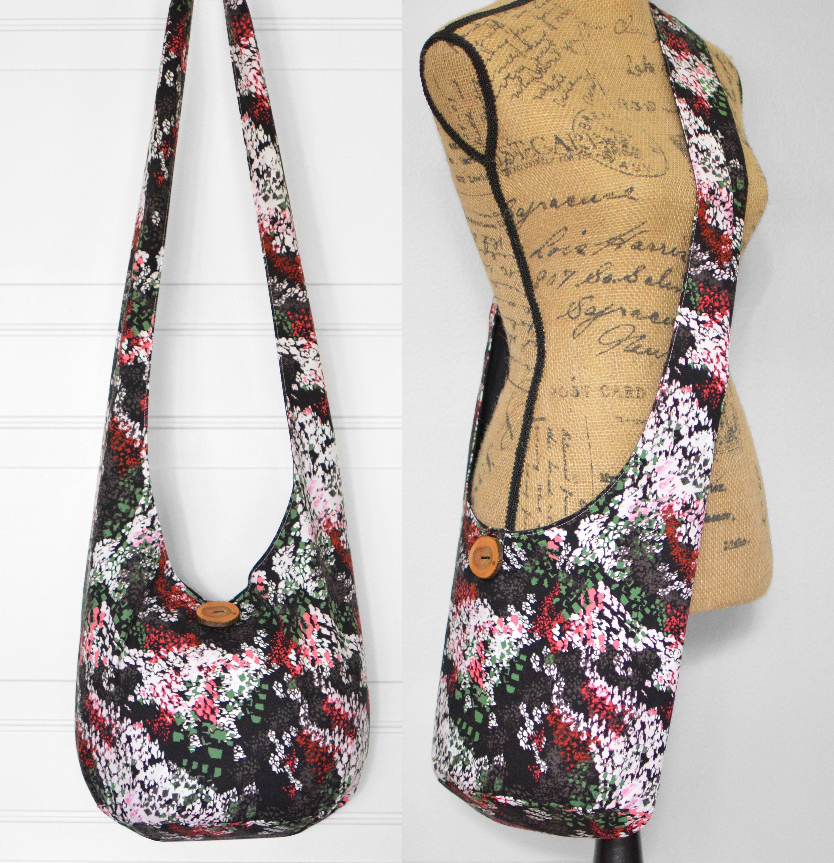 Floral Crossbody Bag Hobo Bag Fabric Boho Bag Cotton Hippie Etsy
