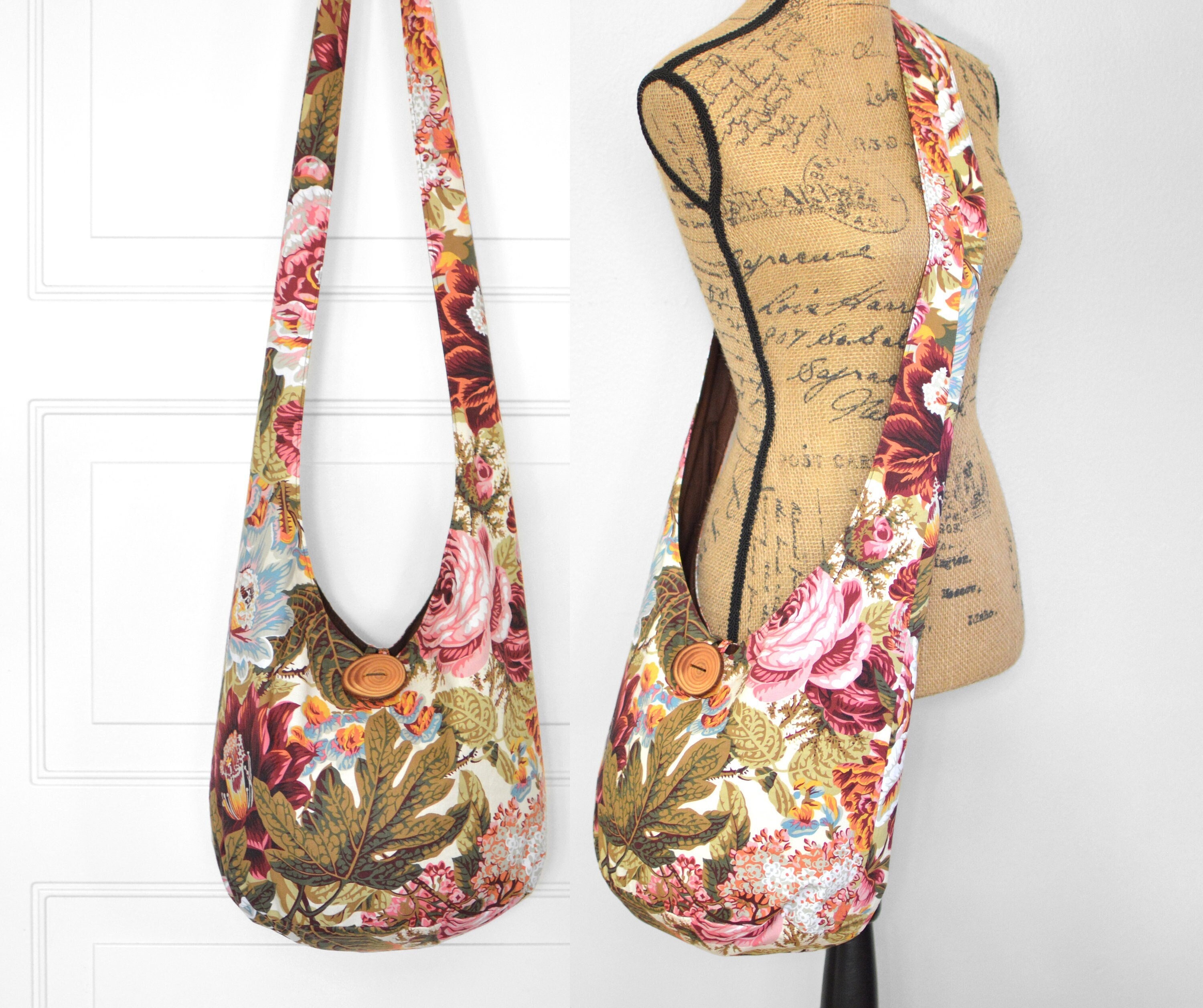 Fabric Hobo Bag Floral Crossbody Bag Boho Bag Cotton Hippie 