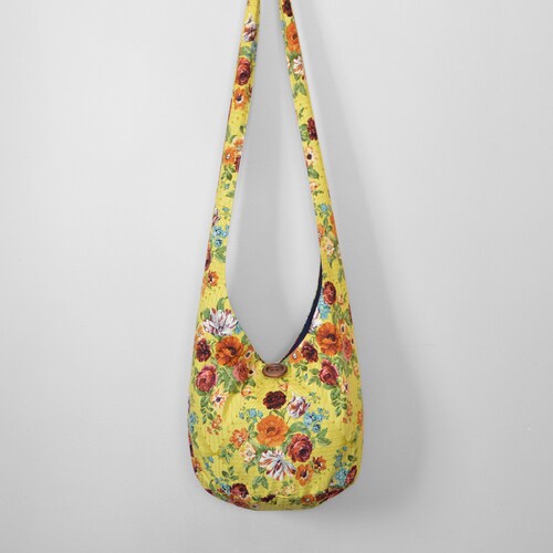 Floral Crossbody Bag Fabric Hobo Bag Cotton Hippie Purse Boho Purse Handmade Sling Bag Bohemian Bag Hobo Purse Hippie Bag Geometric top Boho Bag