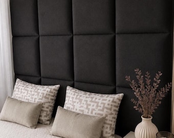 Square Upholstered Headboard Wall Panels | Upholsteres Velvet Panels | Padded Bedroom Wall Decor | Custom Order