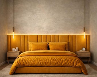 Paneles de pared tapizados personalizados: cabeceros modernos y espacios decorativos, fácil instalación en la pared, cualquier color y tamaño.