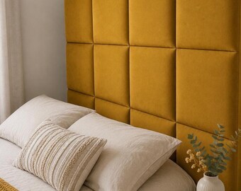 Square Upholstered Headboard Wall Panels | Upholsteres Velvet Panels | Padded Bedroom Wall Decor | Custom Order