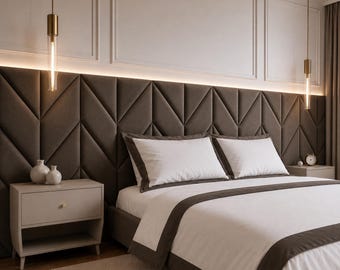 Velvet Upholstered Wall Panels | Modular Headboard Bedroom Decor
