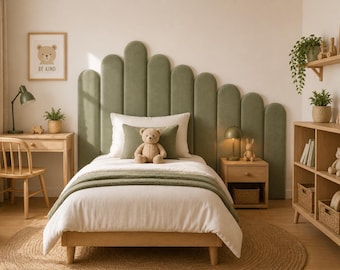Fluweel gestoffeerde wandpanelen 20 cm| Hoofdeinde omheining | Wanddecoratie kinderkamer | Hoofdeinde kinderkamer | Aangepast formaat