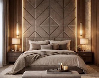 Paneles decorativos para paredes, paneles tapizados de terciopelo, decoración de pared personalizada para dormitorios, paneles acolchados para cabeceros de cama de lujo hechos a mano.