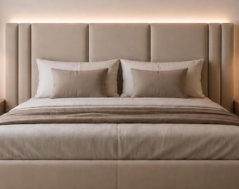 Paneles de pared tapizados a medida para cabeceros de cama de cualquier tamaño: conjunto de cabecero acolchado de terciopelo con paneles de pared acústicos.