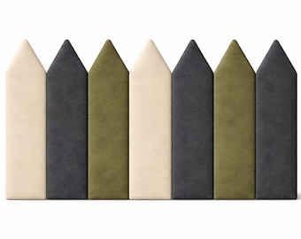 Paneles de pared tapizados, cabecero a medida, decoración acústica, acabado de terciopelo.