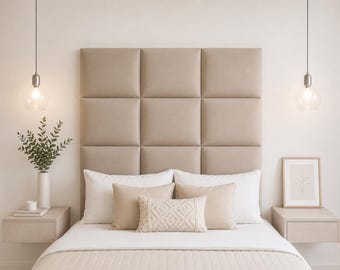 Square Upholstered Headboard Wall Panels | Upholsteres Velvet Panels | Padded Bedroom Wall Decor | Custom Order