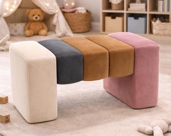 Puf modular de veludo de 75 cm – Assento estofado, cores personalizadas, Japandi Modern Compact Furniture