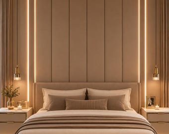 Paneles para cabecero, paneles de pared tapizados, cabecero de suelo a techo, paneles de pared de terciopelo a medida, decoración moderna para paredes de dormitorio.