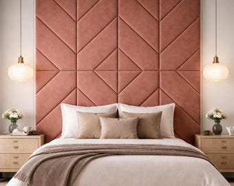 Paneles para cabecero, paneles de pared tapizados para camas King y Queen, cabecero acolchado de terciopelo, decoración de pared personalizada para dormitorio.