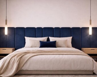 Paneles de pared tapizados para cabecero / Paneles de cama de terciopelo tamaño Queen/King / Paneles de pared personalizados para dormitorio