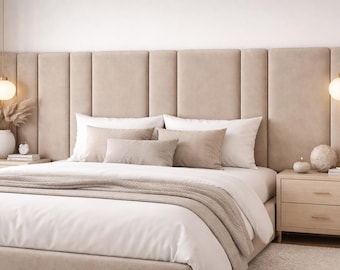 Velvet Upholstered Wall Panels | Headboard Panels Custom Size | Tufted Bed Wall Panels | Soft Padded Bedroom Decor | Modern Headboard Panels