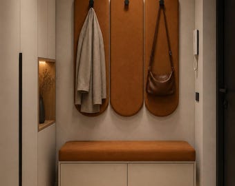 Conjunto de recibidor tapizado a medida con paneles de pared de terciopelo y cojín para banco, asientos para la entrada, personalización de tamaño y color.