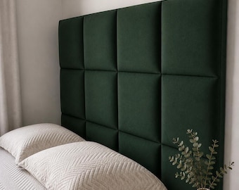 Vierkante gestoffeerde wandpanelen hoofdeinde | Bekleding Fluwelen panelen | Gewatteerde muurdecoratie slaapkamer | Aangepaste bestelling