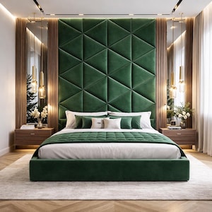 Paneles de pared tapizados con triángulos 3D, paneles acústicos acolchados suaves, decoración de pared con cabecero geométrico, pared decorativa moderna para dormitorio y habitación infantil.