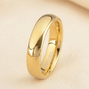 Anillo de oro liso con forma de cúpula - Alianza de boda clásica de oro, anillo minimalista de oro apilable, anillo sencillo de oro pulido, regalo cómodo para ella.